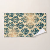 金ゴールド&ヴィンテージブルー素朴グモダンラムダマスク バスタオルセット (ハンドタオル)