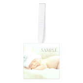 金ゴールド《写真》ぼけ味クリスマス恵み写真テンプレート キューブオーナメント (正面)