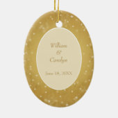 金ゴールド《写真》ぼけ味スターフレーム初めてのクリスマス結婚ズ セラミックオーナメント (裏面)
