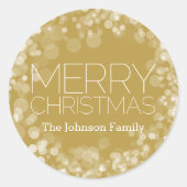 金ゴールド《写真》ぼけ味モダンメリークリスマス ラウンドシール (正面)