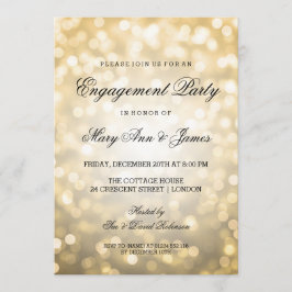 金ゴールド《写真》ぼけ味ライトエレガント婚約パーティ 招待状
