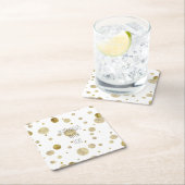 金ゴールド《写真》ぼけ味紙吹雪ドット スクエアペーパーコースター (インサイチュ)