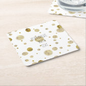 金ゴールド《写真》ぼけ味紙吹雪ドット スクエアペーパーコースター (アングル)