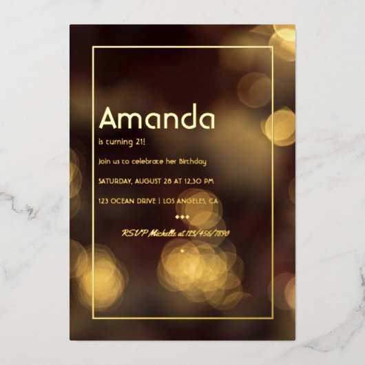 金ゴールド《写真》ぼけ味誕生会 箔招待状 (正面)