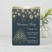 金ゴールド《写真》ぼけ味高級企業のクリスマスパーティー 招待状 (スタンド正面)