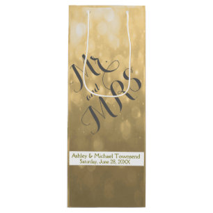 金ゴールド《写真》ぼけ味  の結婚ワインバッグ ワインギフトバッグ