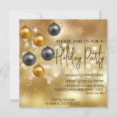 金ゴールド《写真》ぼけ味、黒と金ゴールドのバウビーの装飾 招待状 (正面)