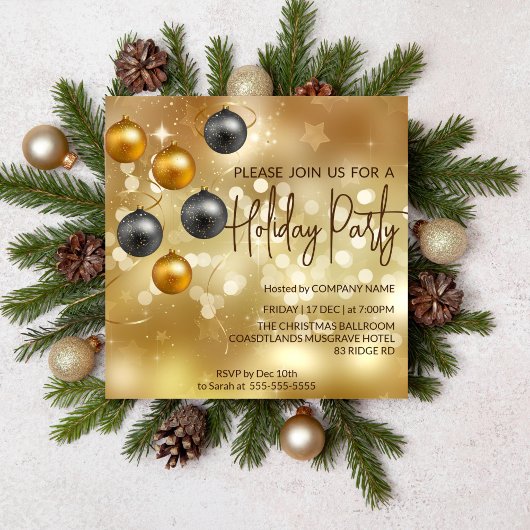 金ゴールド《写真》ぼけ味、黒と金ゴールドのバウビーの装飾 招待状