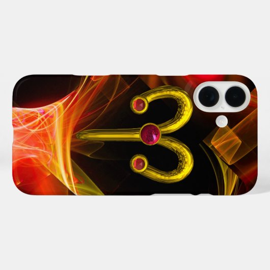 金ゴールド〔占星術の〕十二宮図サイン群赤い黄色のフラクタル渦巻き Case-Mate iPhoneケース (裏面 (横))