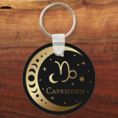金ゴールド〔占星術の〕十二宮図サイン/山羊座キーチェーン キーホルダー (正面)