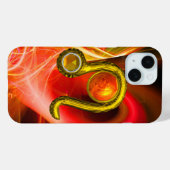 金ゴールド〔占星術の〕十二宮図サインLEO赤い黄色のフラクタル渦巻き Case-Mate iPhoneケース (裏面 (横))