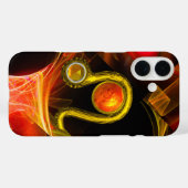 金ゴールド〔占星術の〕十二宮図サインLEO赤い黄色のフラクタル渦巻き Case-Mate iPhoneケース (裏面 (横))