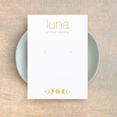 金ゴールド〔占星術の〕十二宮図ムーンフェイズホワイトイヤリングディスプレイブシ 名刺