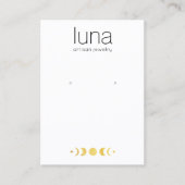 金ゴールド〔占星術の〕十二宮図ムーンフェイズホワイトイヤリングディスプレイ 名刺 (正面)