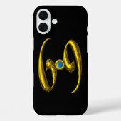金ゴールド〔占星術の〕十二宮図徴候がんブルーオペレジェムストーンブラック Case-Mate iPhoneケース (裏面)