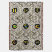 金ゴールド〔占星術の〕十二宮図誕生日宝石、宝石、星占い スローブランケット (正面縦)