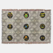 金ゴールド〔占星術の〕十二宮図誕生日宝石、宝石、星占い スローブランケット (正面)