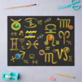 金ゴールド〔占星術の〕十二宮図誕生日宝石、宝石、星占い 薄葉紙 (クラフト)