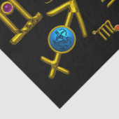 金ゴールド〔占星術の〕十二宮図誕生日宝石、宝石、星占い 薄葉紙 (詳細)