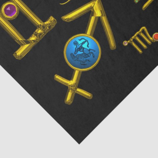 金ゴールド〔占星術の〕十二宮図誕生日宝石、宝石、星占い 薄葉紙 (詳細)