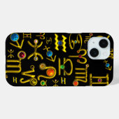 金ゴールド〔占星術の〕十二宮図誕生日宝石、宝石、星占い Case-Mate iPhoneケース (裏面 (横))
