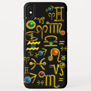 金ゴールド〔占星術の〕十二宮図誕生日宝石、宝石、星占い iPhone XS MAXケース