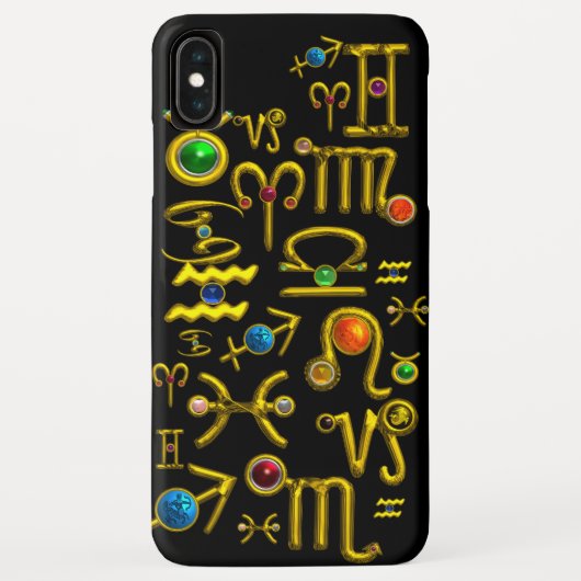 金ゴールド〔占星術の〕十二宮図誕生日宝石、宝石、星占い Case-Mate iPhoneケース (裏面)