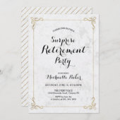 金ゴールド&大理石 |サプライズエレガントリタイアパーティー 招待状 (正面/裏面)