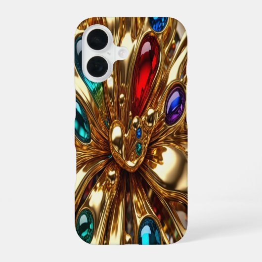 金ゴールド&宝石#50 - iPhone 16ケース (裏面)