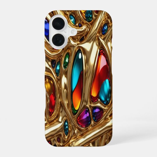 金ゴールド&宝石#9 - iPhone 16ケース (裏面)