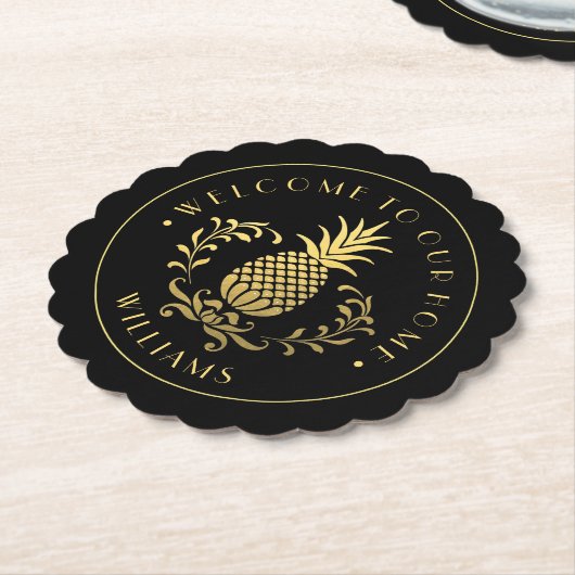 金ゴールド |家族の名前と設定日付 ペーパーコースター (アングル)