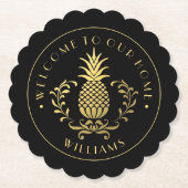 金ゴールド |家族の名前と設定日付 ペーパーコースター (正面)