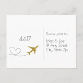 金ゴールド、旅行結婚式RSVPはがき インビテーションポストカード (裏面)