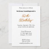 金ゴールド、明るい赤紫色バルーン&シルクリボン50誕生日 招待状 (裏面)