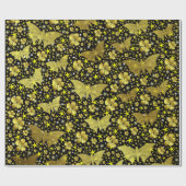 金ゴールド，明るく，輝く，蝶独占的, ラッピングペーパー (フラット)