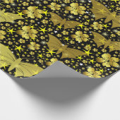 金ゴールド，明るく，輝く，蝶独占的, ラッピングペーパー (角)