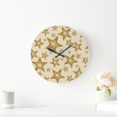 "金ゴールド"星の時計周りクリーム ラージ壁時計 (ホーム)
