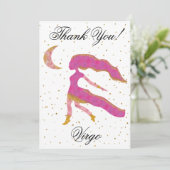 金ゴールド《星座》乙女座1回目の誕生日とビッグフォトありがとう サンキューカード (スタンド正面)