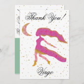 金ゴールド《星座》乙女座1回目の誕生日とビッグフォトありがとう サンキューカード (正面/裏面)