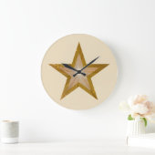 「金ゴールド」星時計の丸いクリーム ラージ壁時計 (ホーム)
