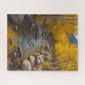 金ゴールド《植物》アスペンの木とロッキーの流れ絵を描vs 2 ジグソーパズル (横)