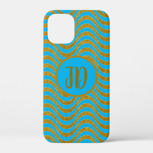 「金ゴールド」波 iPhone 12 MINI ケース