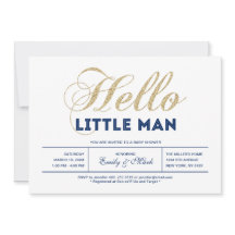 金ゴールド、海軍 |タイポグラフィモダンボーイ赤ちゃんシャワー