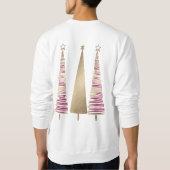 金ゴールド&深いレッドクリスマスツリーのメンズ スウェットシャツ (裏面)