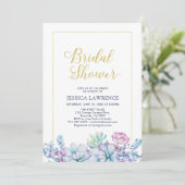 金ゴールド&熱帯多糖ブライダルウェディングシャワーI 招待状 (スタンド正面)