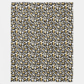 金ゴールド、白および黒ヒョウ印刷フリースブランケット フリースブランケット (正面)