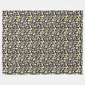 金ゴールド、白および黒ヒョウ印刷フリースブランケット フリースブランケット (正面(横))