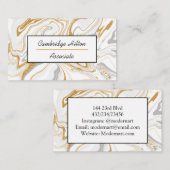 金ゴールド、白と灰色の大理石の渦巻き 名刺 (正面/裏面)