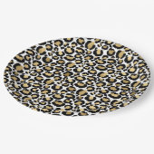金ゴールド、白と黒のleopardプリント紙プレート ペーパープレート (アングル)
