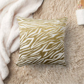 金ゴールド、白ゼブラアニマルプリントスロー クッション (ブランケット)
